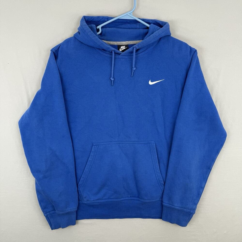 Nike Hoodie Mens Large Blue Pullover Swoosh Club Fleece Sweatshirt 611457-548